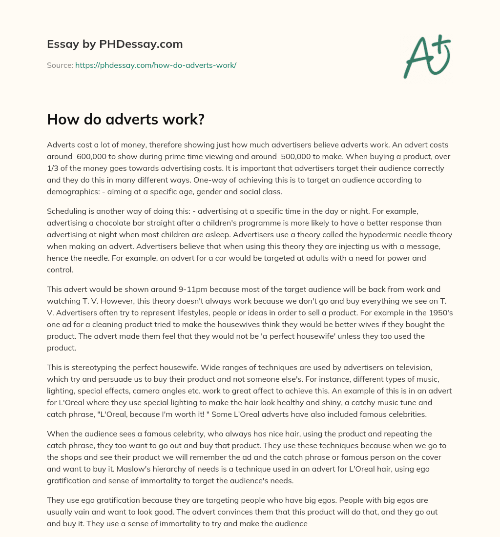 How do adverts work? essay