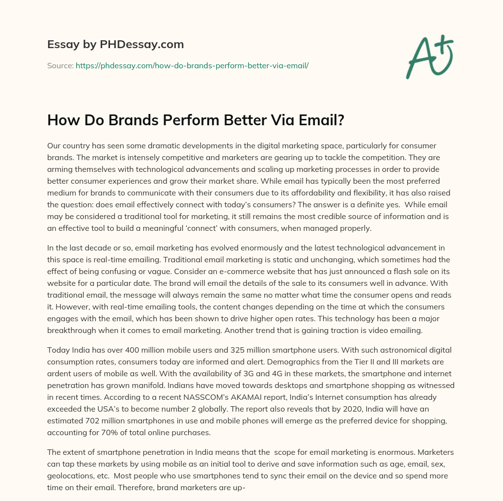 How Do Brands Perform Better Via Email? essay