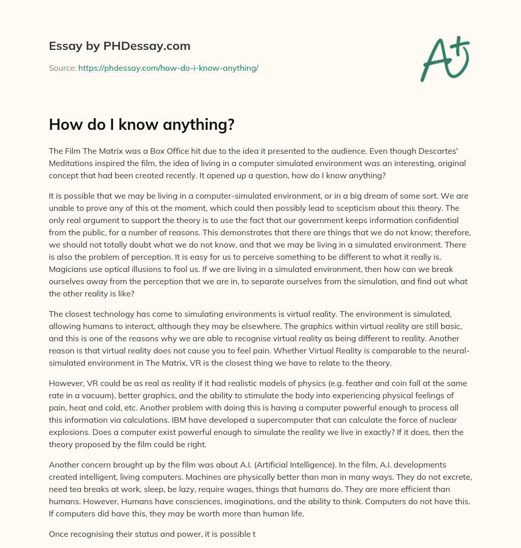 How do I know anything? essay