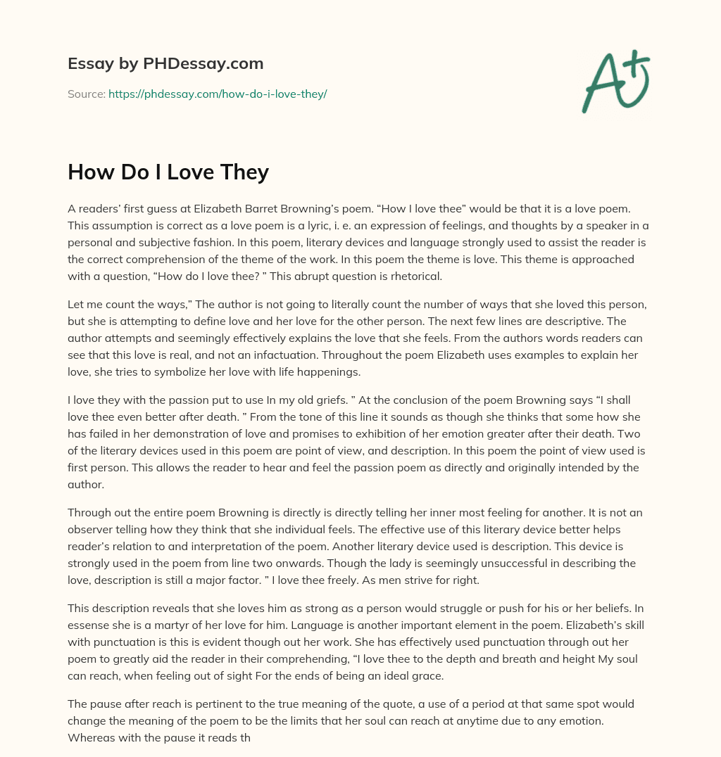 How Do I Love They essay