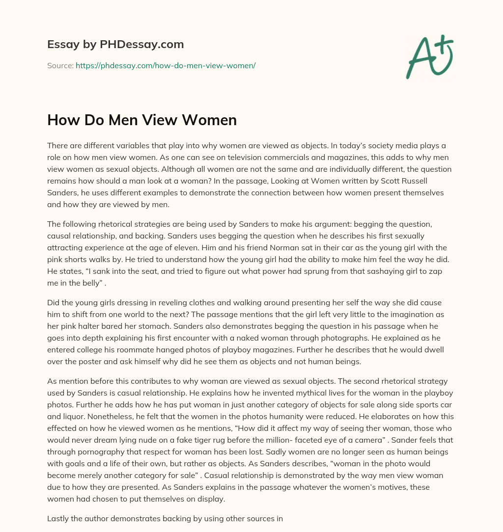 How Do Men View Women essay