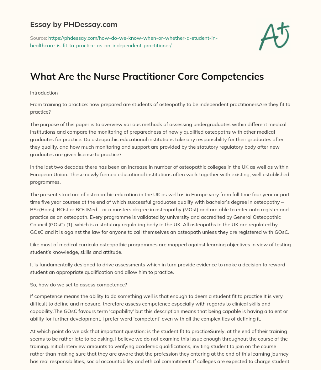 What Are the Nurse Practitioner Core Competencies essay