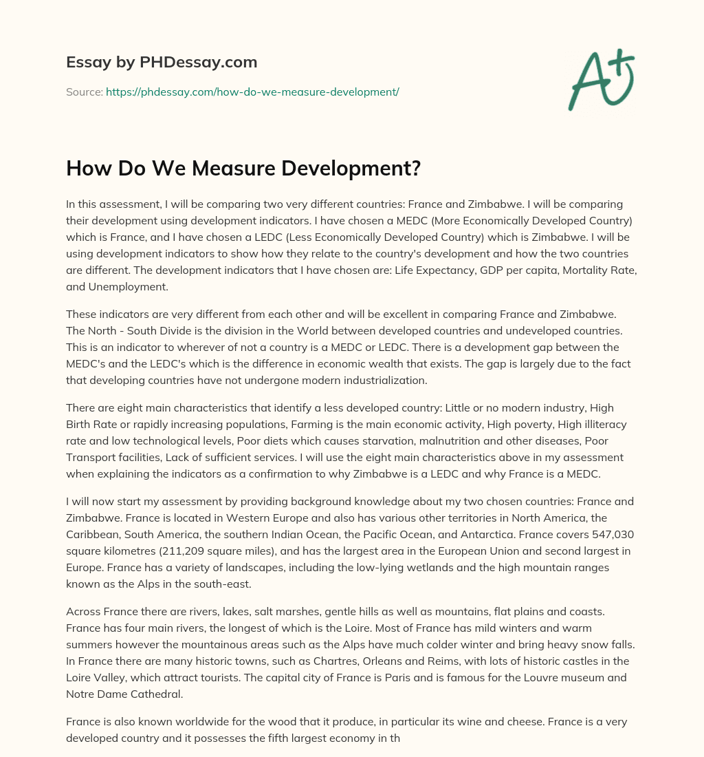 How Do We Measure Development? essay