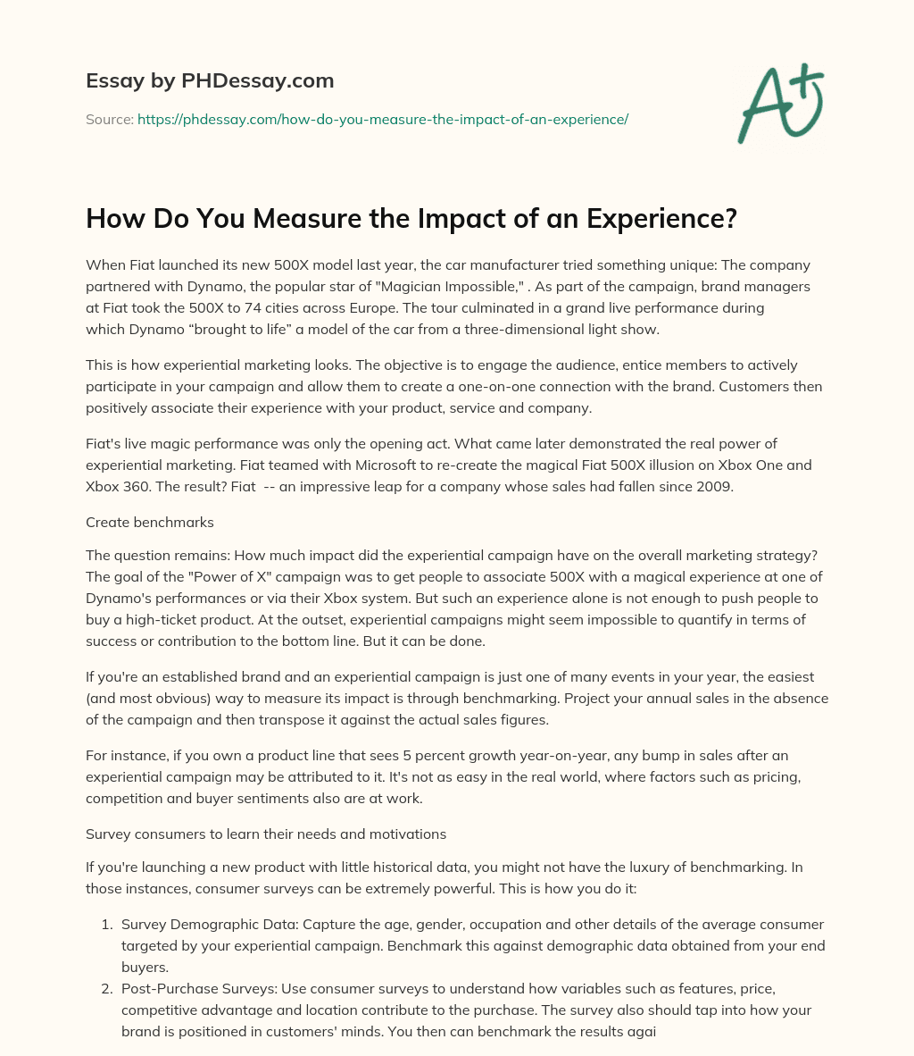 How Do You Measure the Impact of an Experience? essay