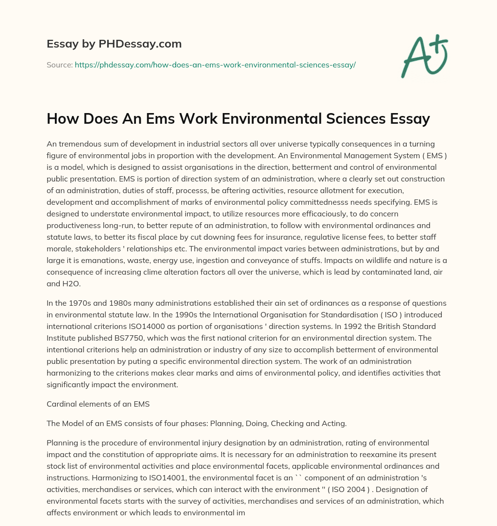 How Does An Ems Work Environmental Sciences Essay essay