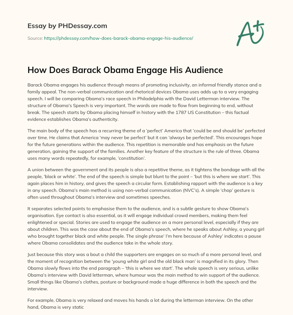 How Does Barack Obama Engage His Audience essay