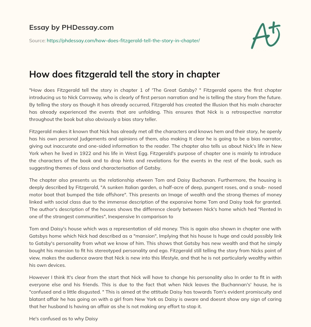 How does fitzgerald tell the story in chapter essay