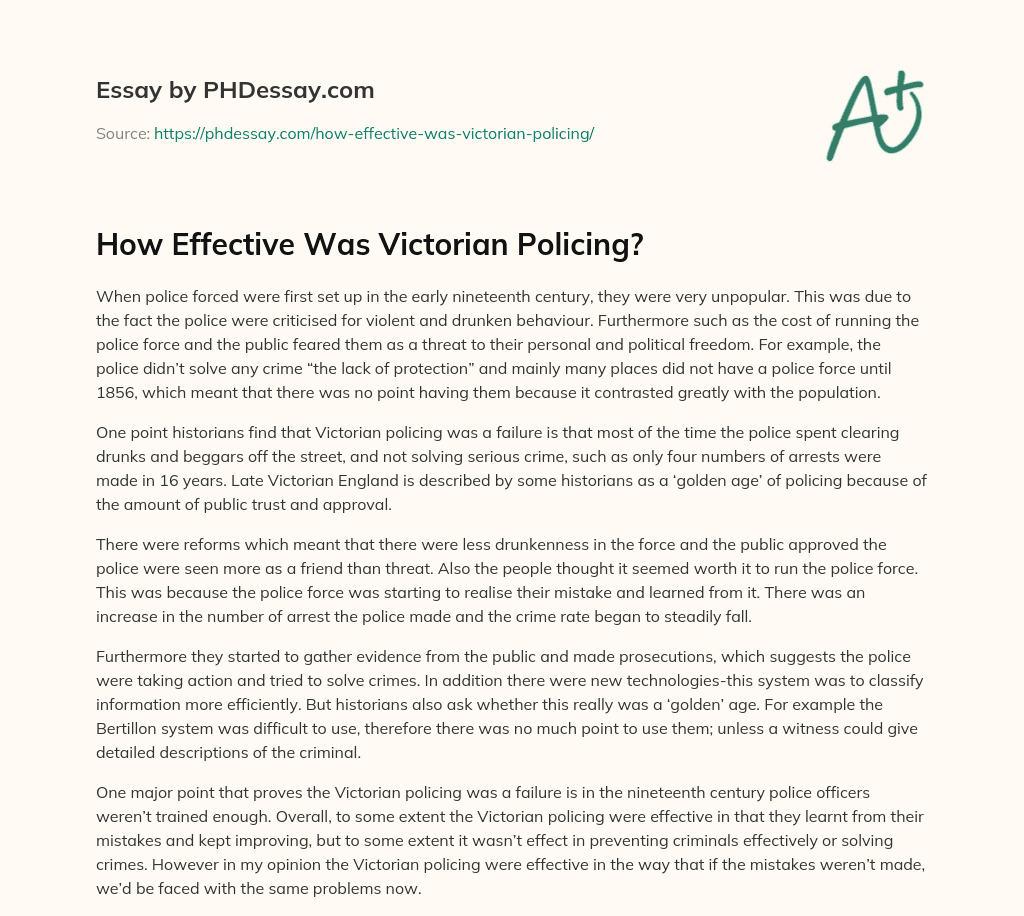 How Effective Was Victorian Policing? essay