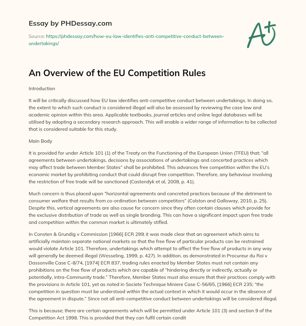 An Overview of the EU Competition Rules essay