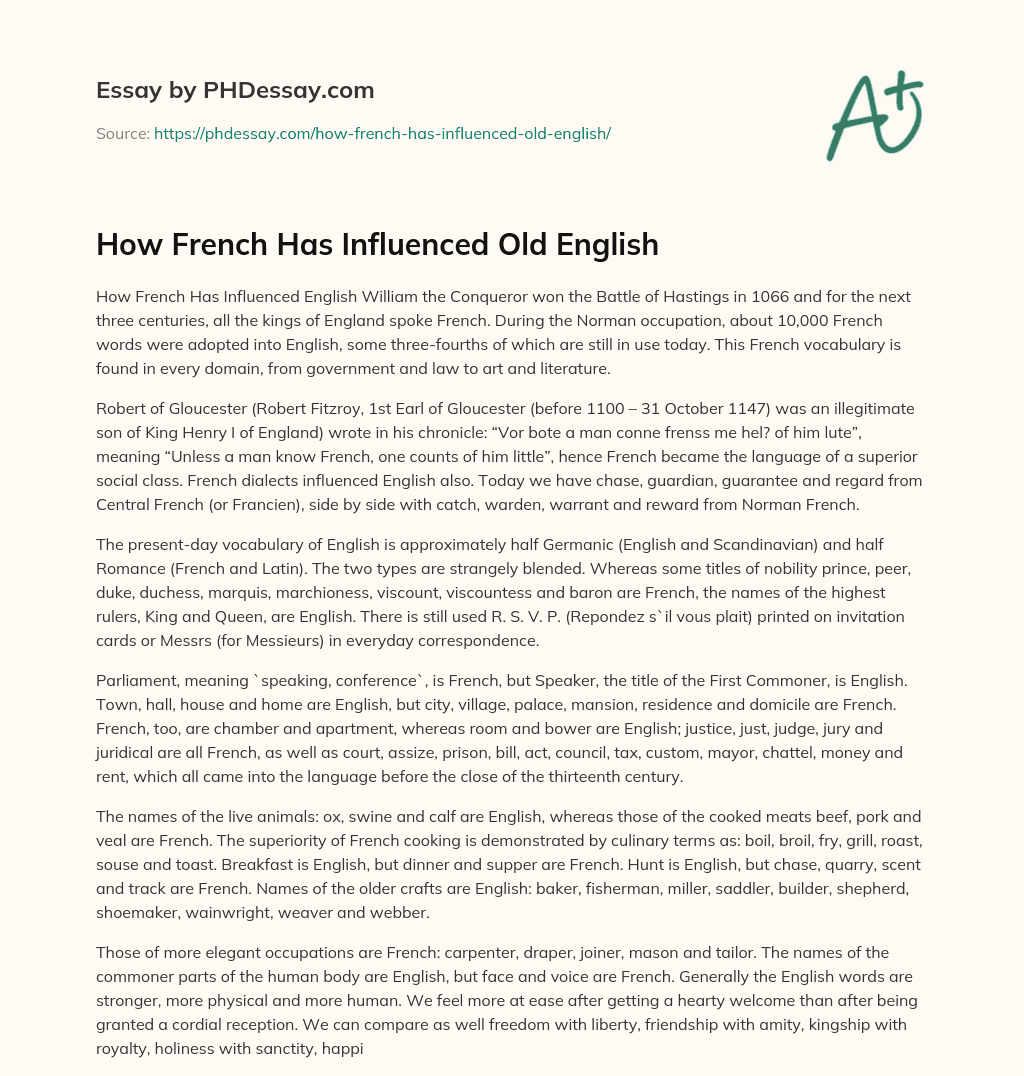 how-french-has-influenced-old-english-phdessay