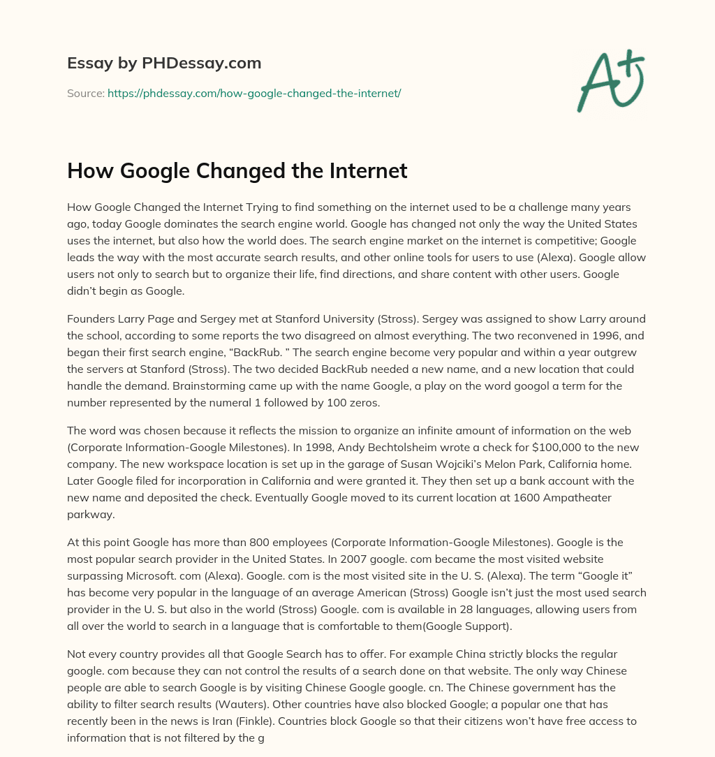 How Google Changed the Internet essay