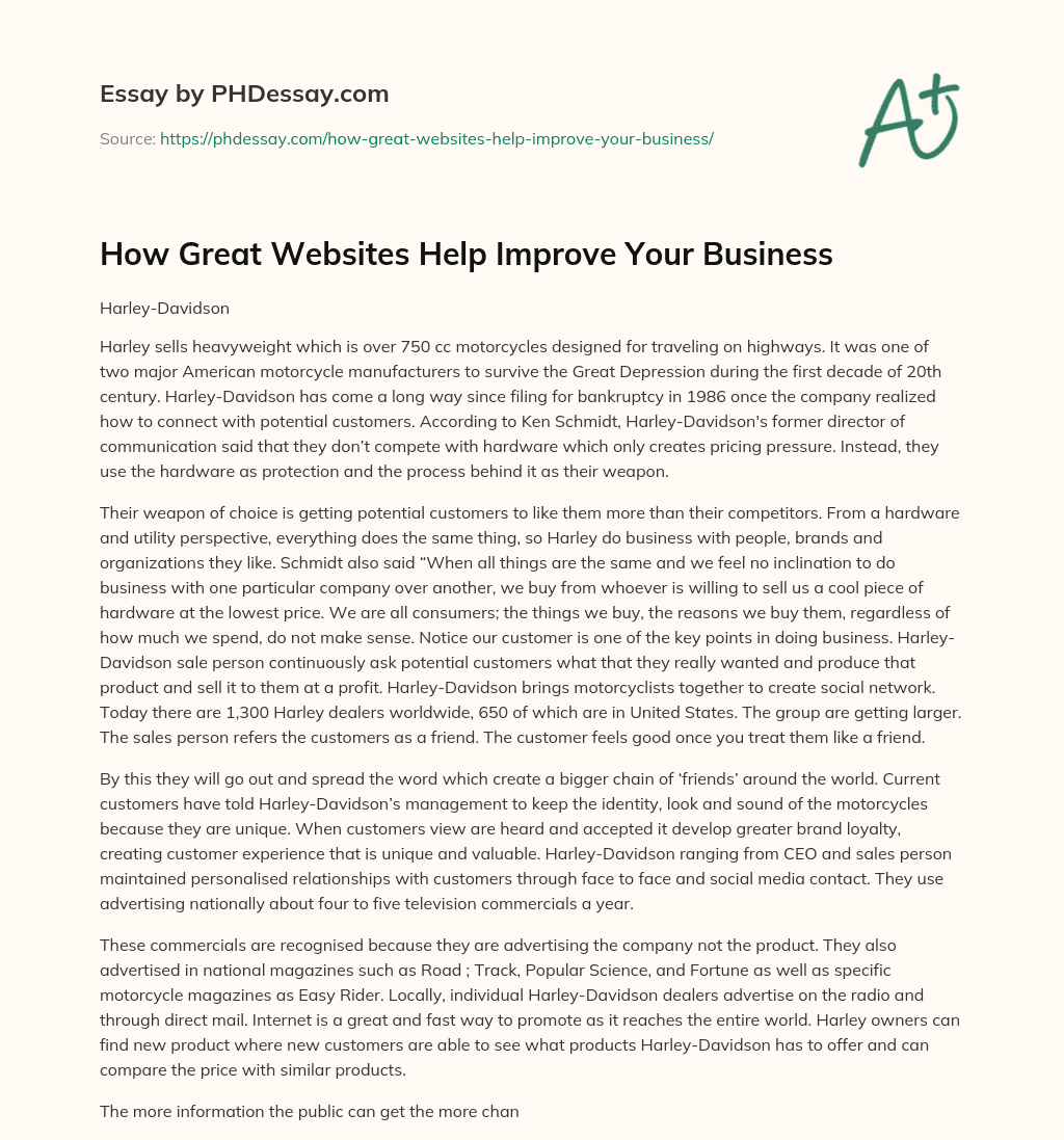 How Great Websites Help Improve Your Business essay