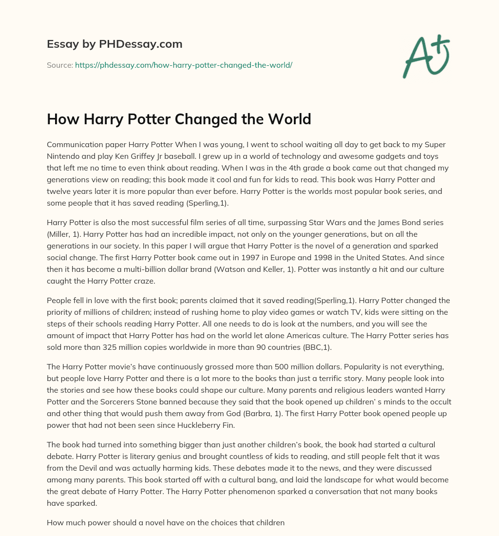How Harry Potter Changed the World essay