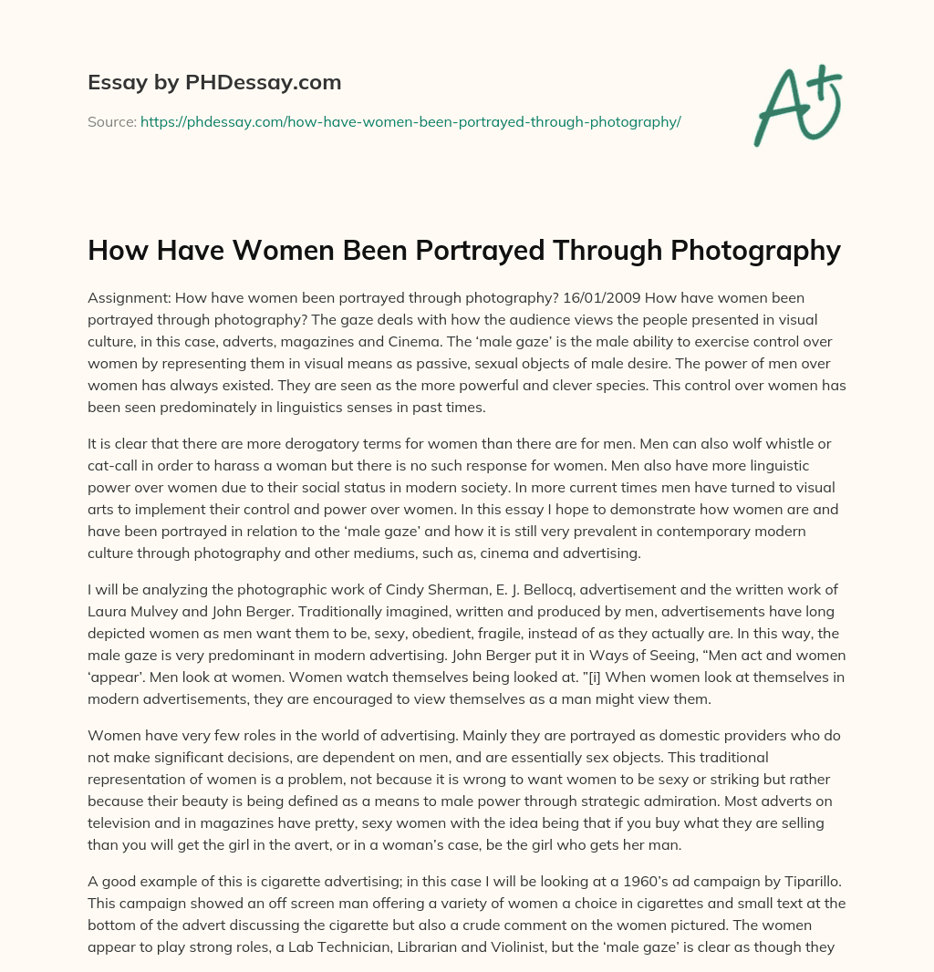 How Have Women Been Portrayed Through Photography essay