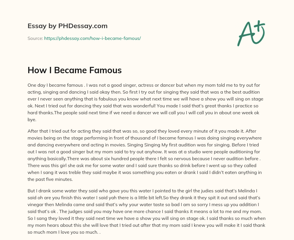 How I Became Famous essay