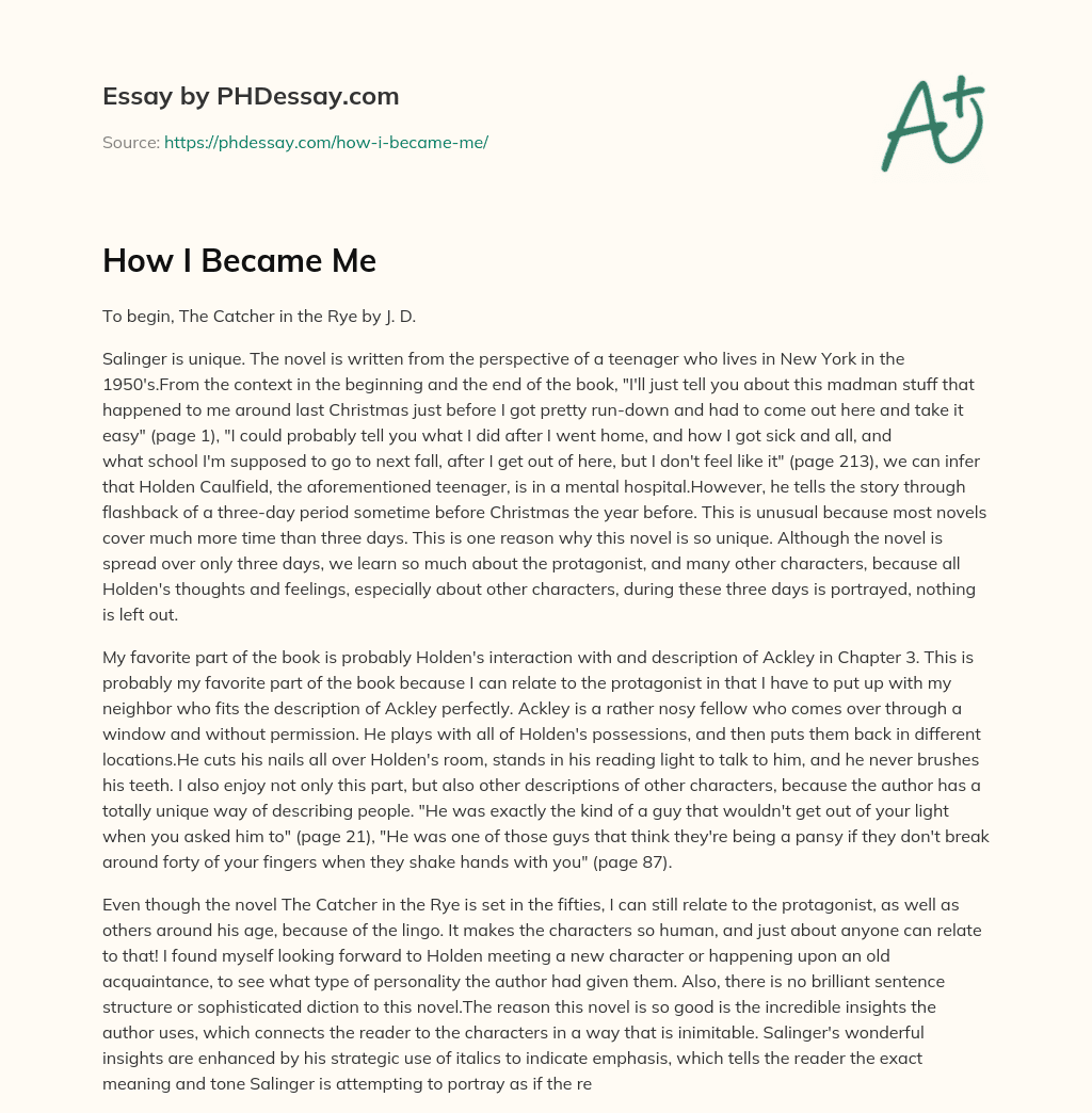 How I Became Me essay