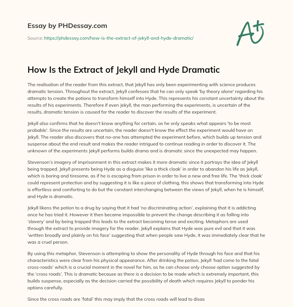 How Is the Extract of Jekyll and Hyde Dramatic - PHDessay.com