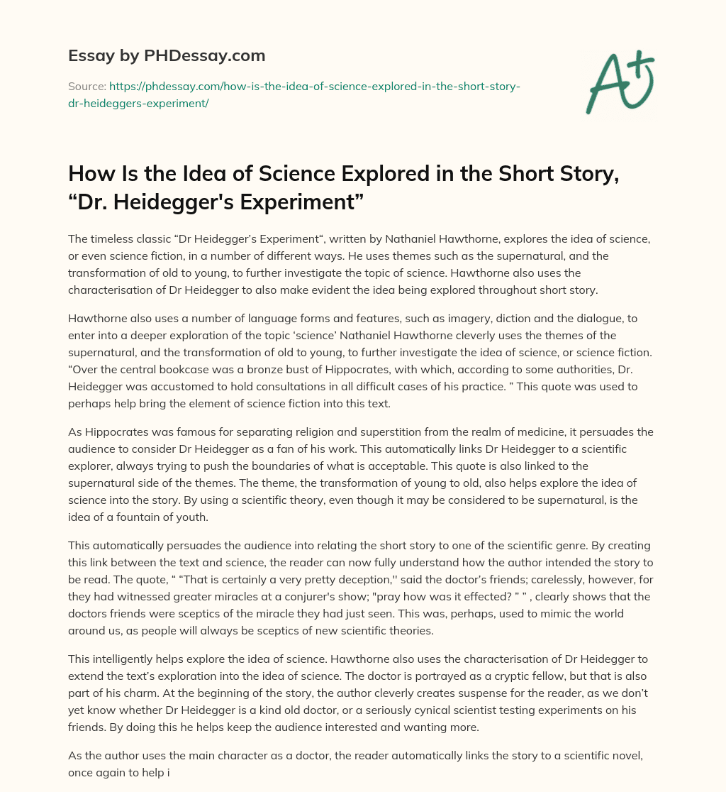 how-is-the-idea-of-science-explored-in-the-short-story-dr-heidegger