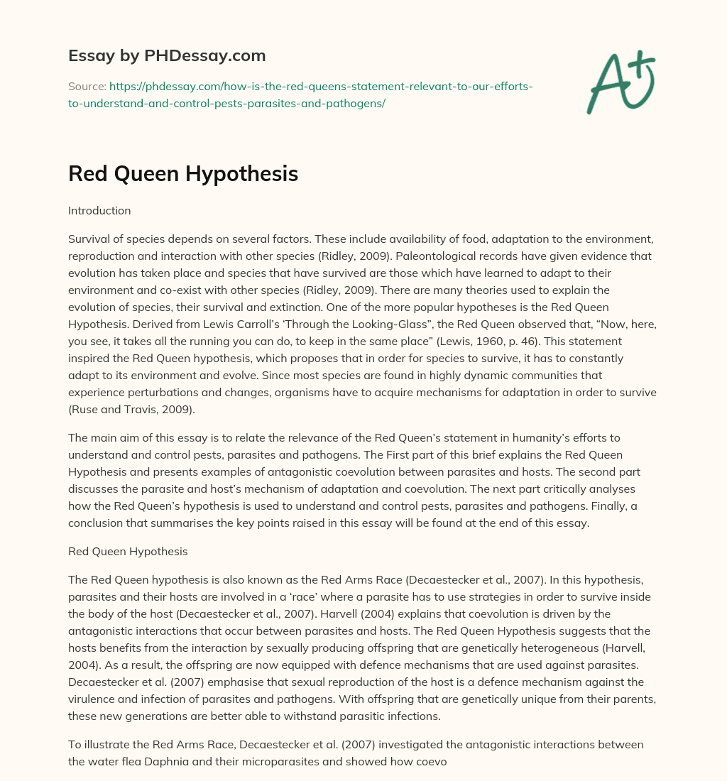 thesis statement for red queen