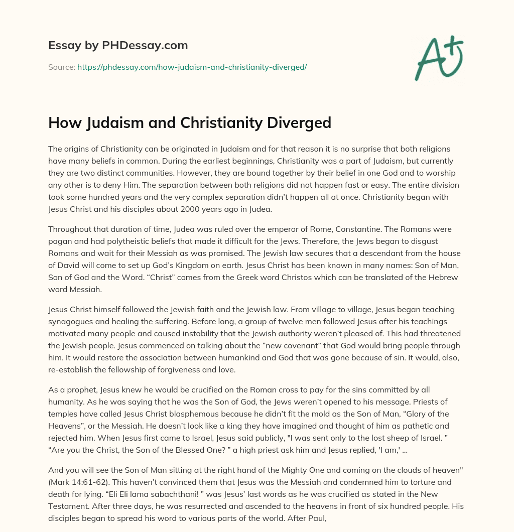 How Judaism and Christianity Diverged essay