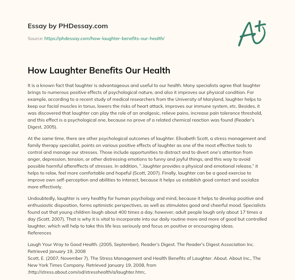 How Laughter Benefits Our Health essay