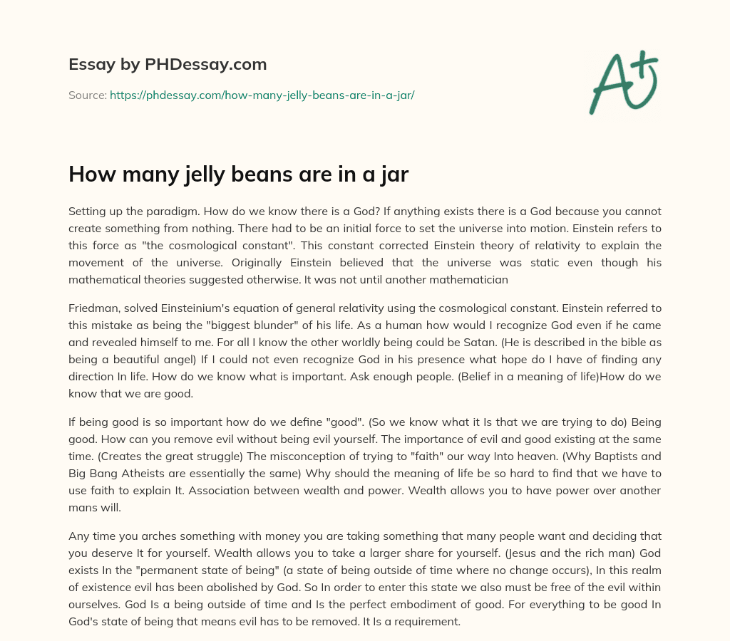 How many jelly beans are in a jar essay