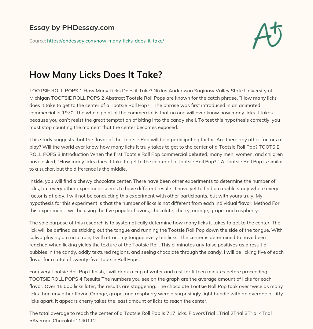 How Many Licks Does It Take? essay