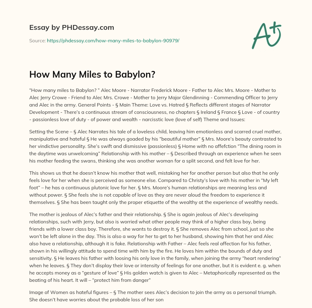 How Many Miles to Babylon? essay
