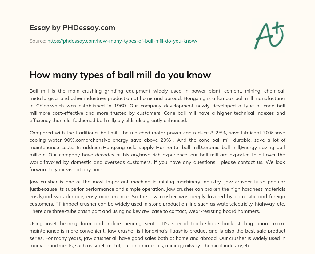 How many types of ball mill do you know