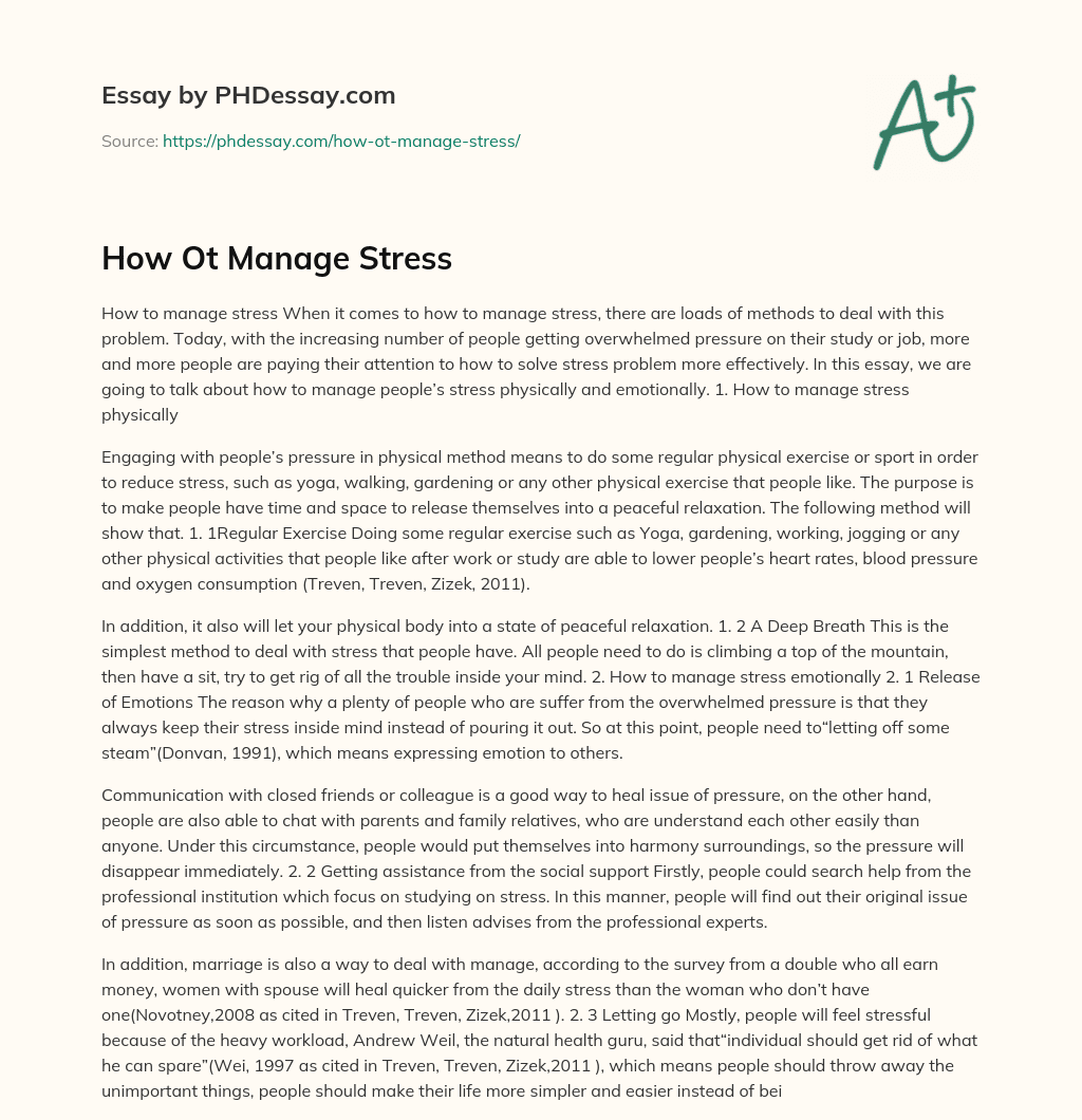 How Ot Manage Stress essay