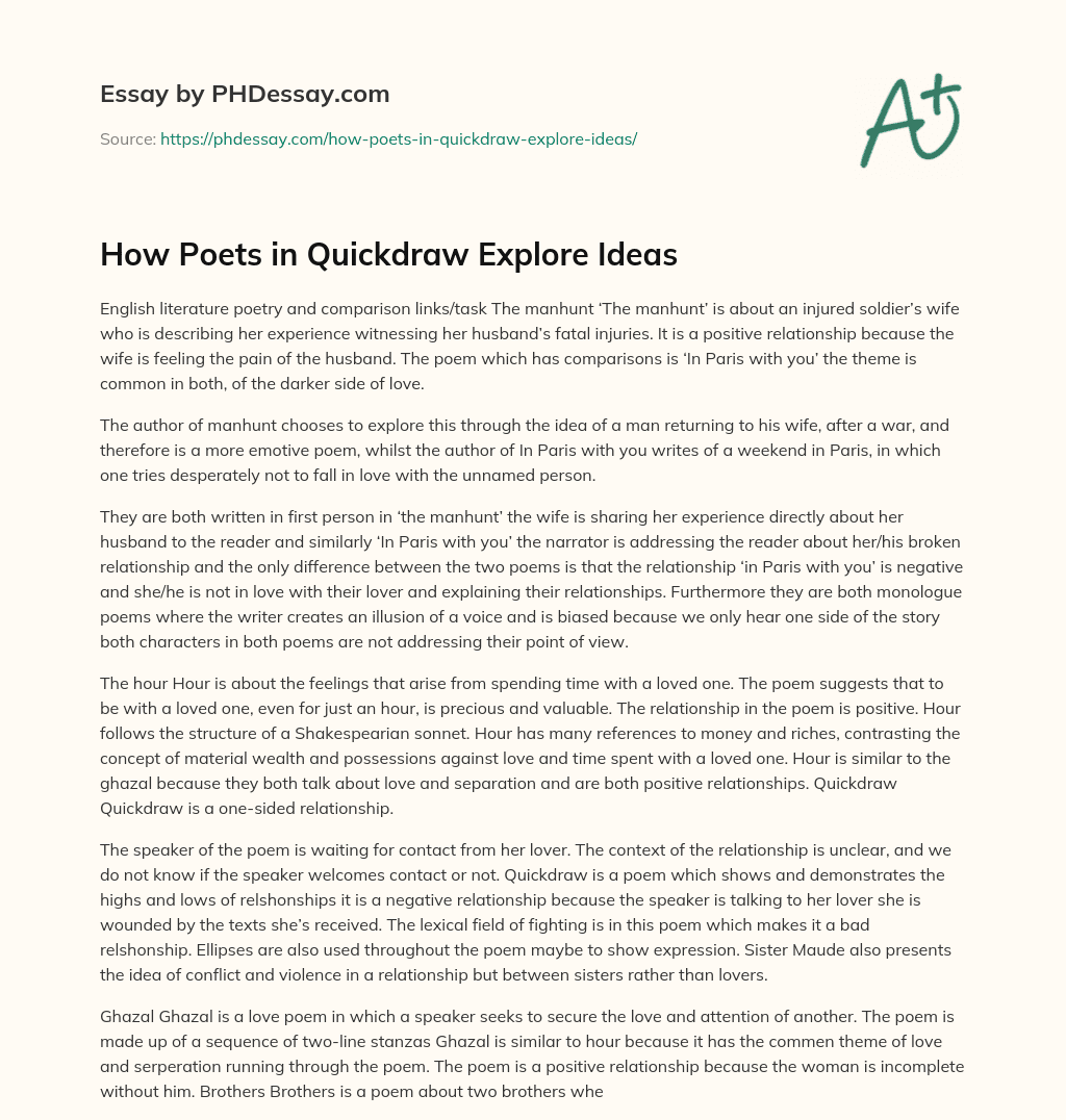 How Poets in Quickdraw Explore Ideas essay