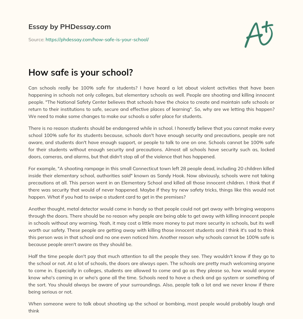 How safe is your school? essay