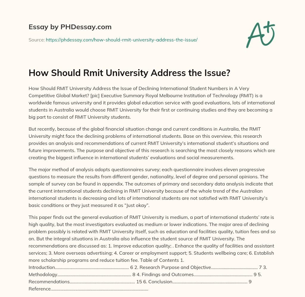 How Should Rmit University Address the Issue? essay