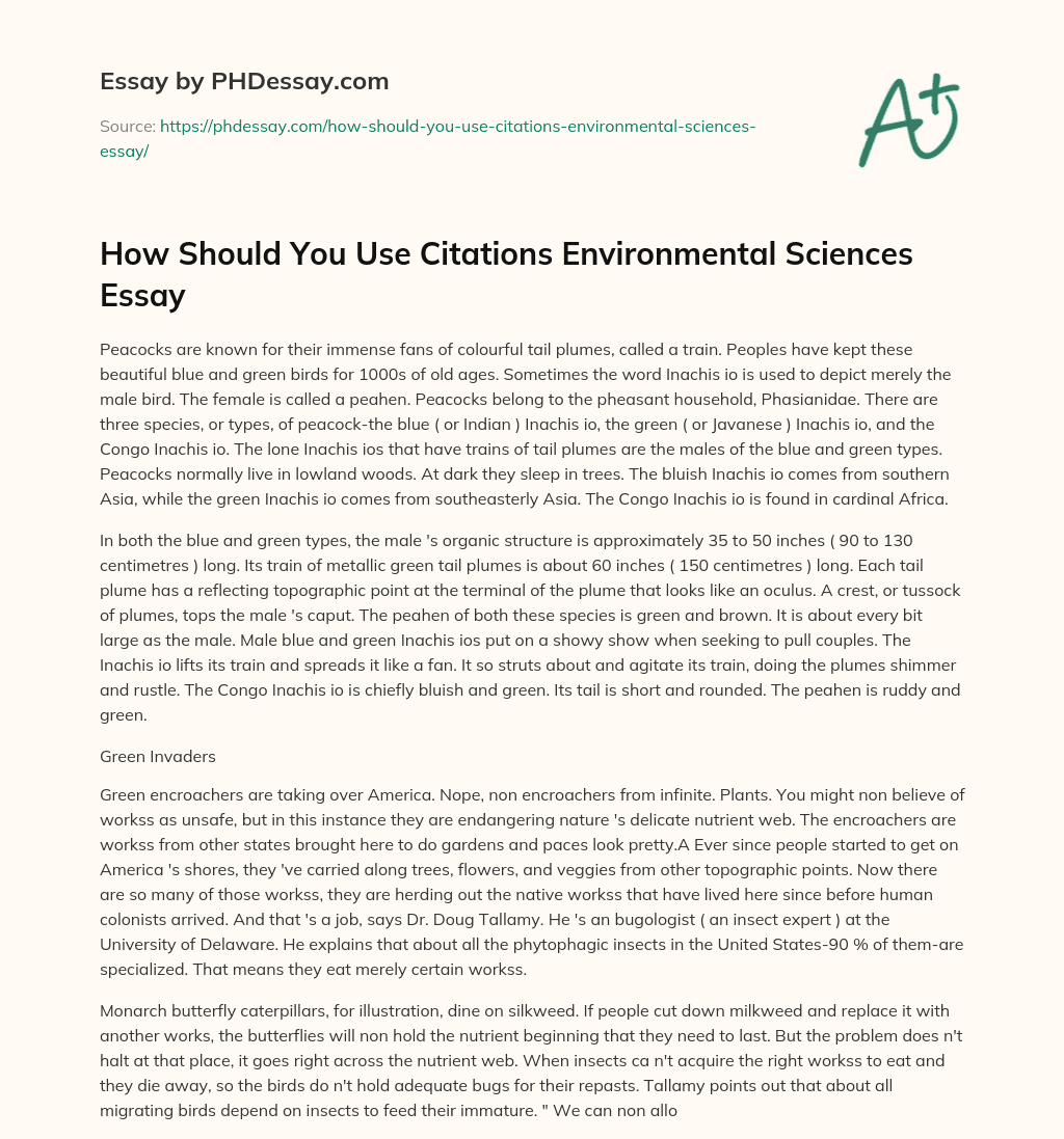 How Should You Use Citations Environmental Sciences Essay - PHDessay.com