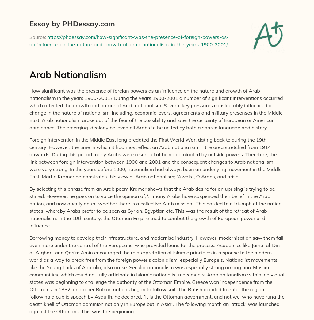 Arab Nationalism essay