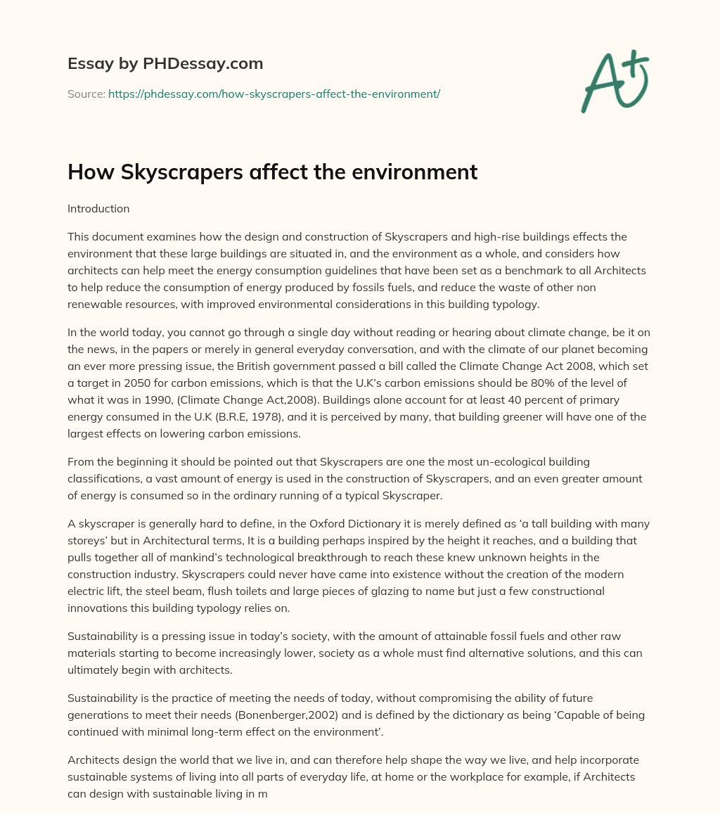 How Skyscrapers affect the environment essay