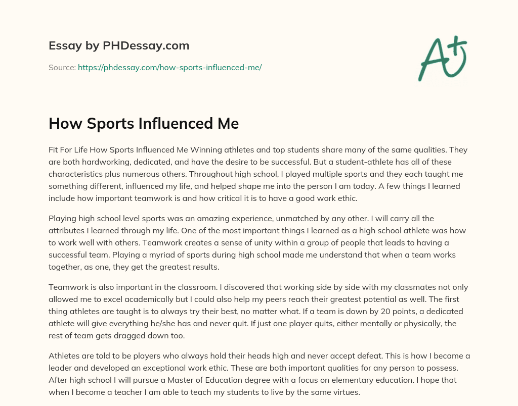 How Sports Influenced Me essay