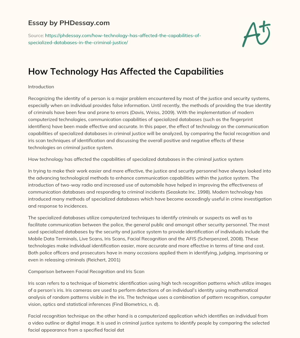 How Technology Has Affected the Capabilities essay