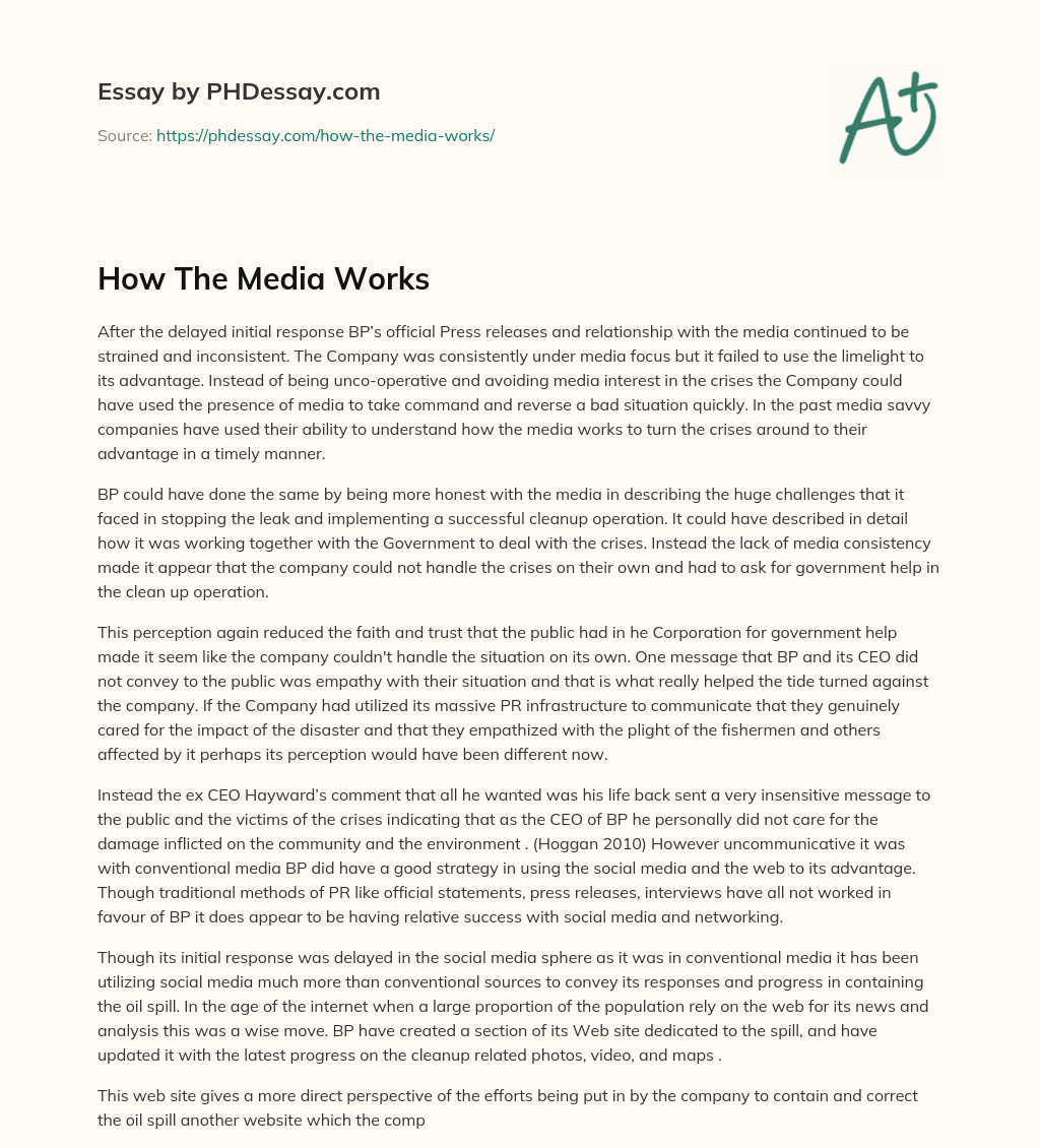 How The Media Works essay