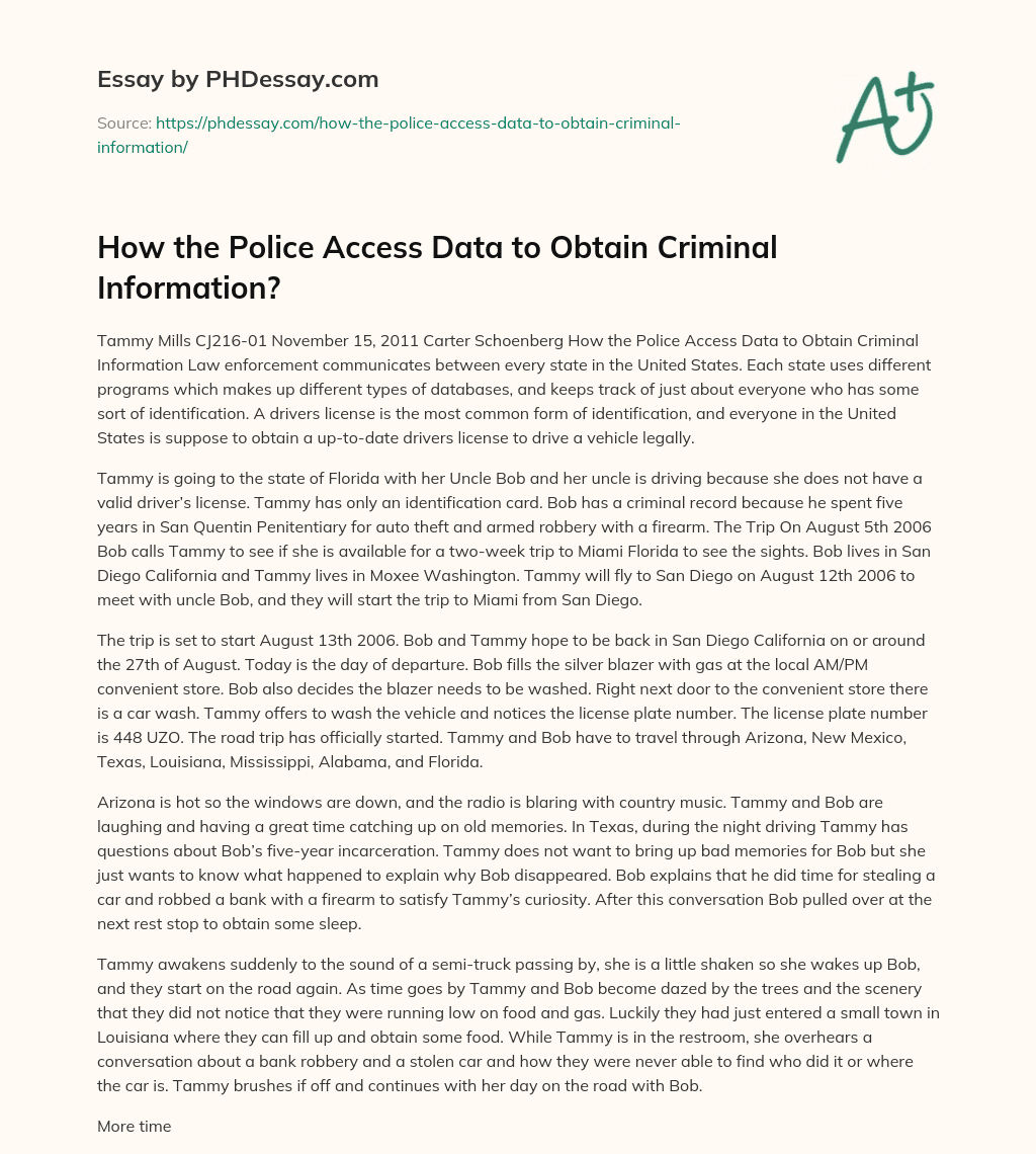 How the Police Access Data to Obtain Criminal Information? essay