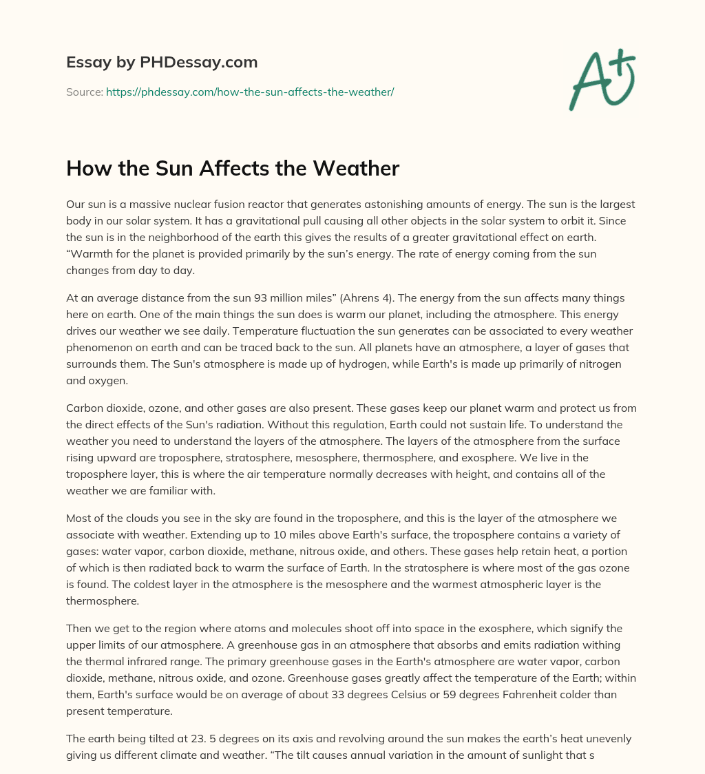 essay about sunny weather