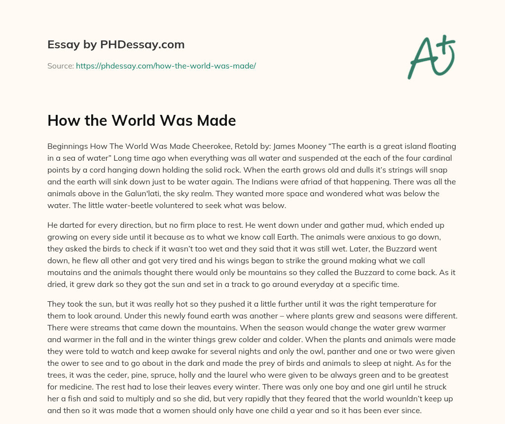 How the World Was Made essay