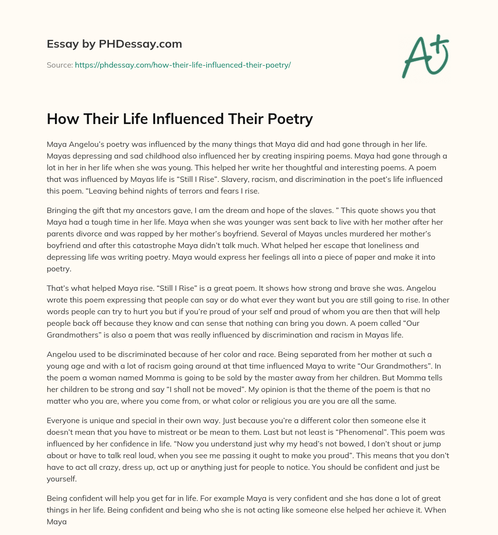 How Their Life Influenced Their Poetry essay
