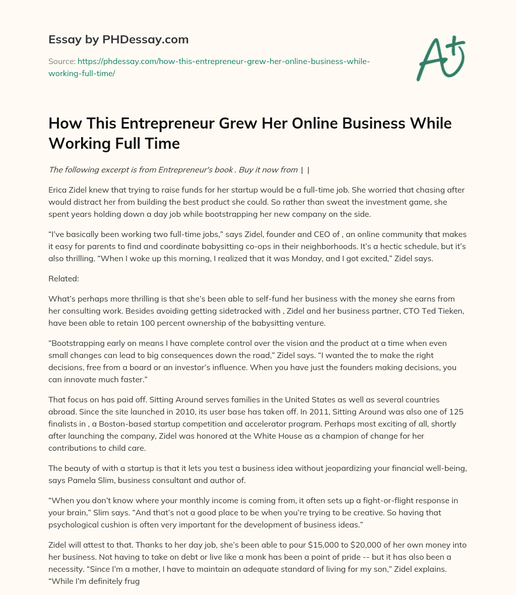 How This Entrepreneur Grew Her Online Business While Working Full Time essay