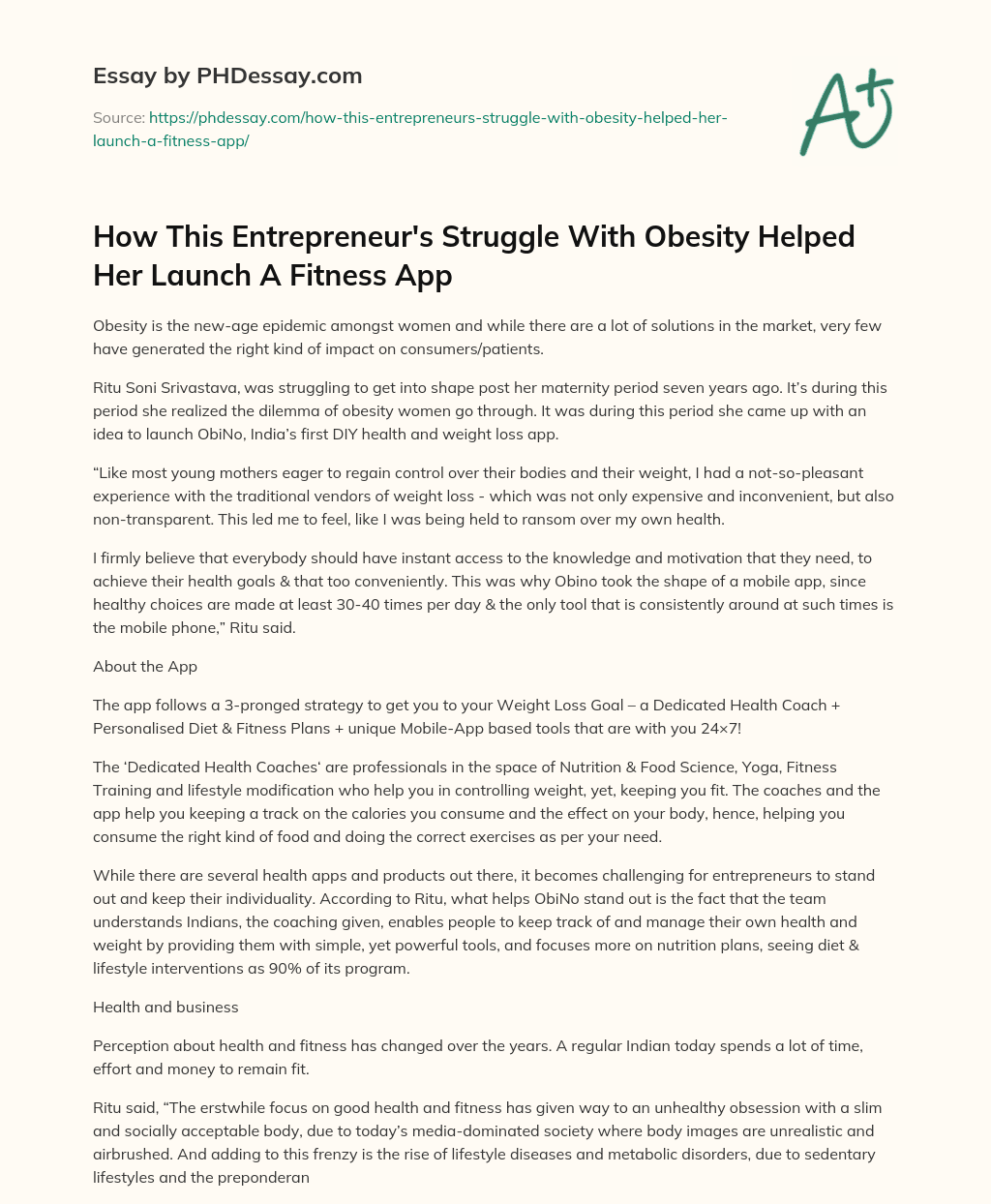 How This Entrepreneur’s Struggle With Obesity Helped Her Launch A Fitness App essay
