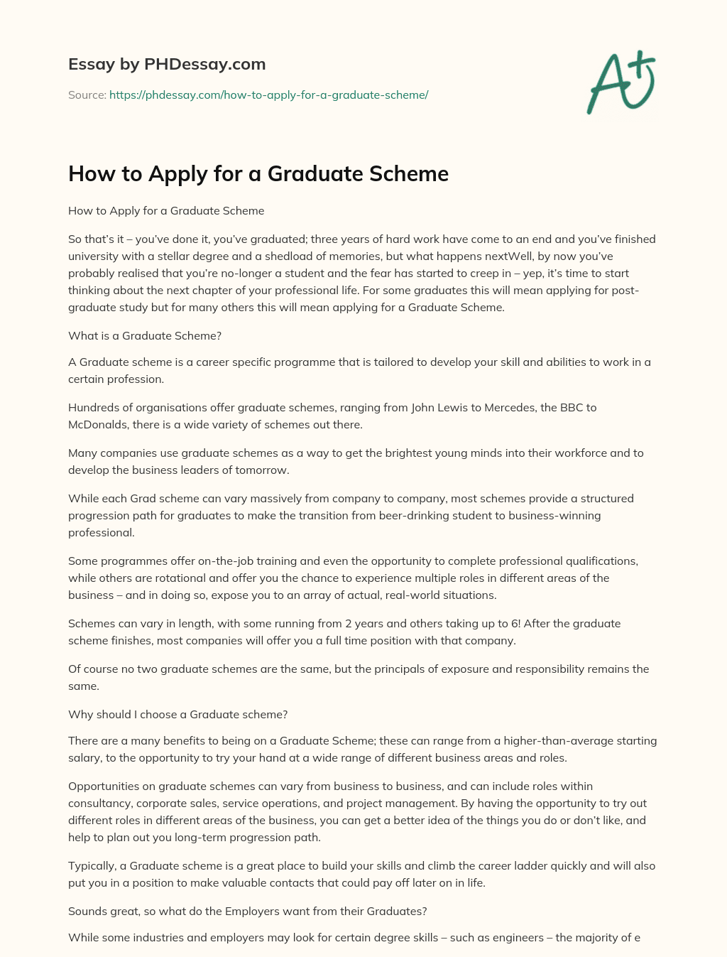 How to Apply for a Graduate Scheme essay