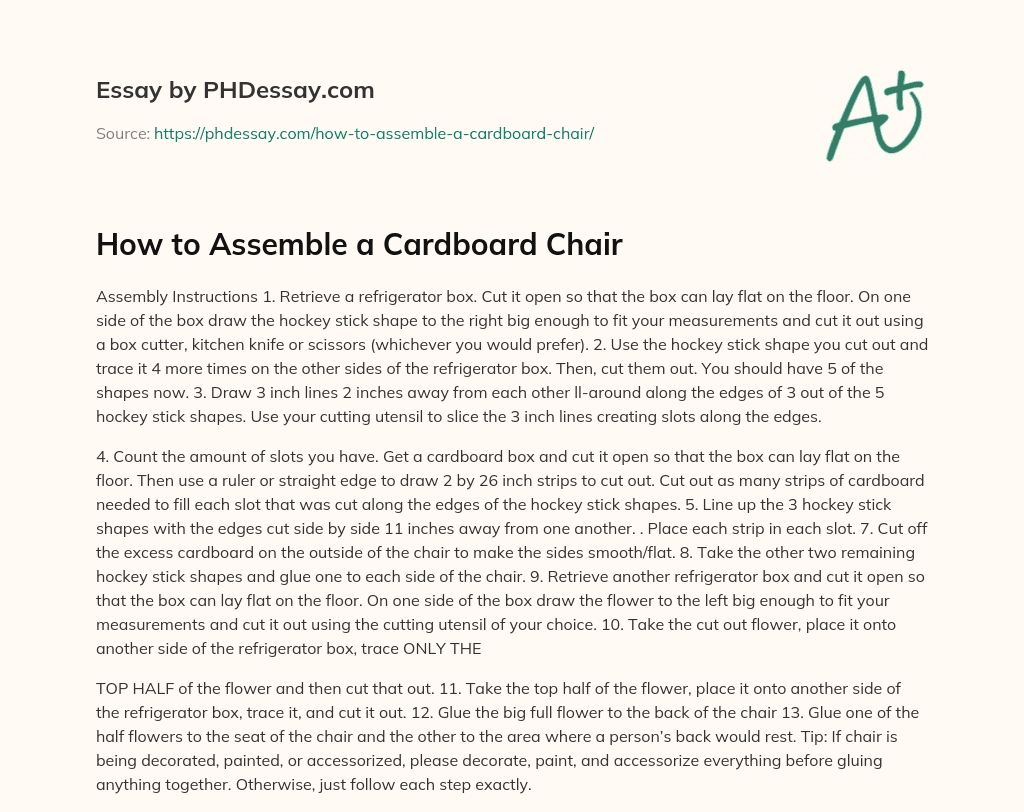 How to Assemble a Cardboard Chair essay