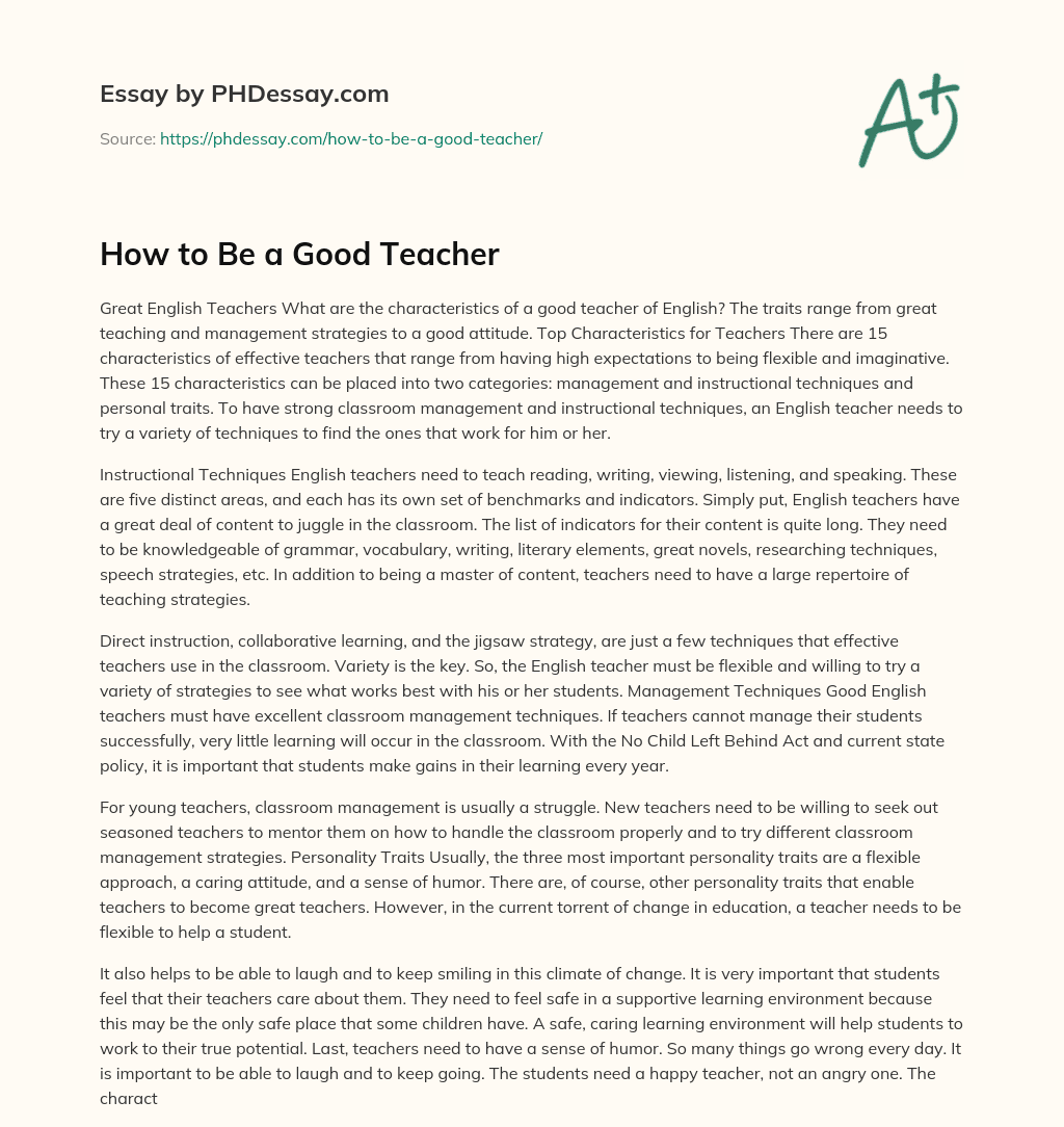 How to Be a Good Teacher essay