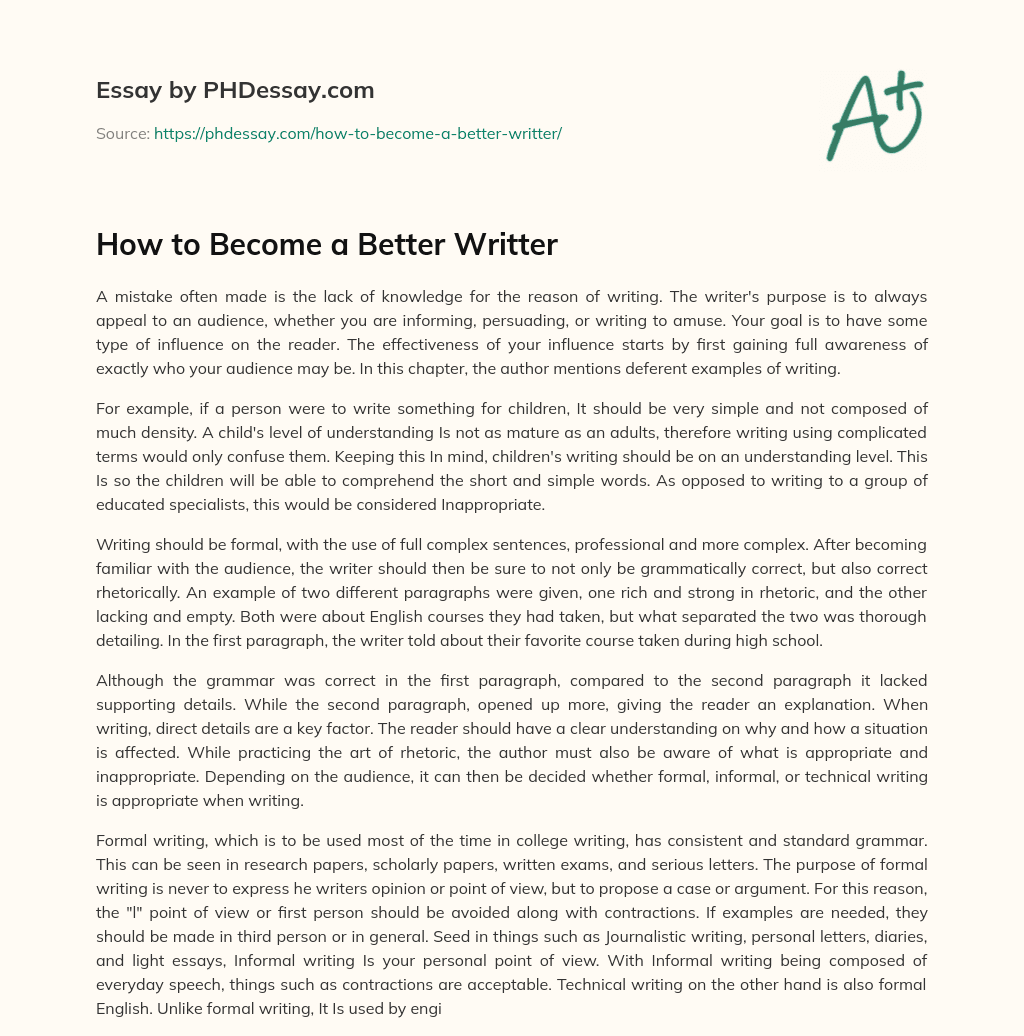 How to Become a Better Writter essay