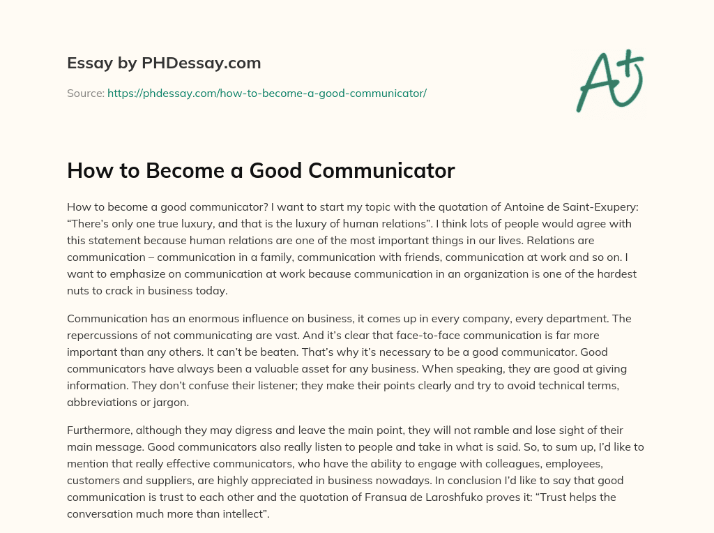 how to be a good communicator essay